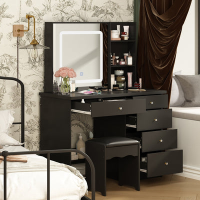 39.4'' W Dresser Makeup Vanity Set with Stool and Mirror Room