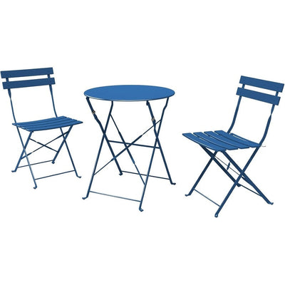 3pc Metal Folding Bistro Set, Weather-Resistant Outdoor/Indoor Conversation Set for Patio, Yard, Garden