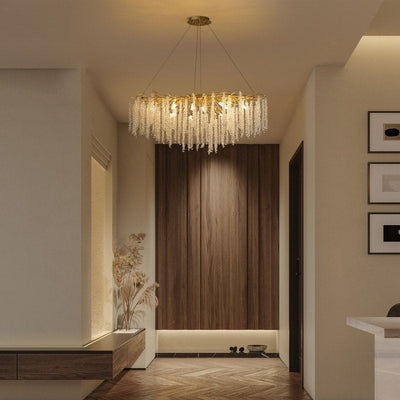 40 in. Gold Modern Crystal Chandelier Tree Branches Rectangular Chandelier Kitchen Island Pendent Light for Dining Room