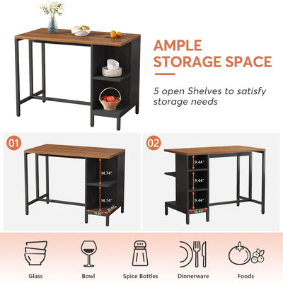 43 Wide Kitchen Island, Kitchen Counter Table with 5 Open Shelves