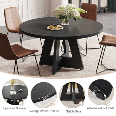 47 Round Dining Table for 4, Farmhouse Kitchen Table Small Dinner Table Wood Kitchen Table for Dining Room Living Room