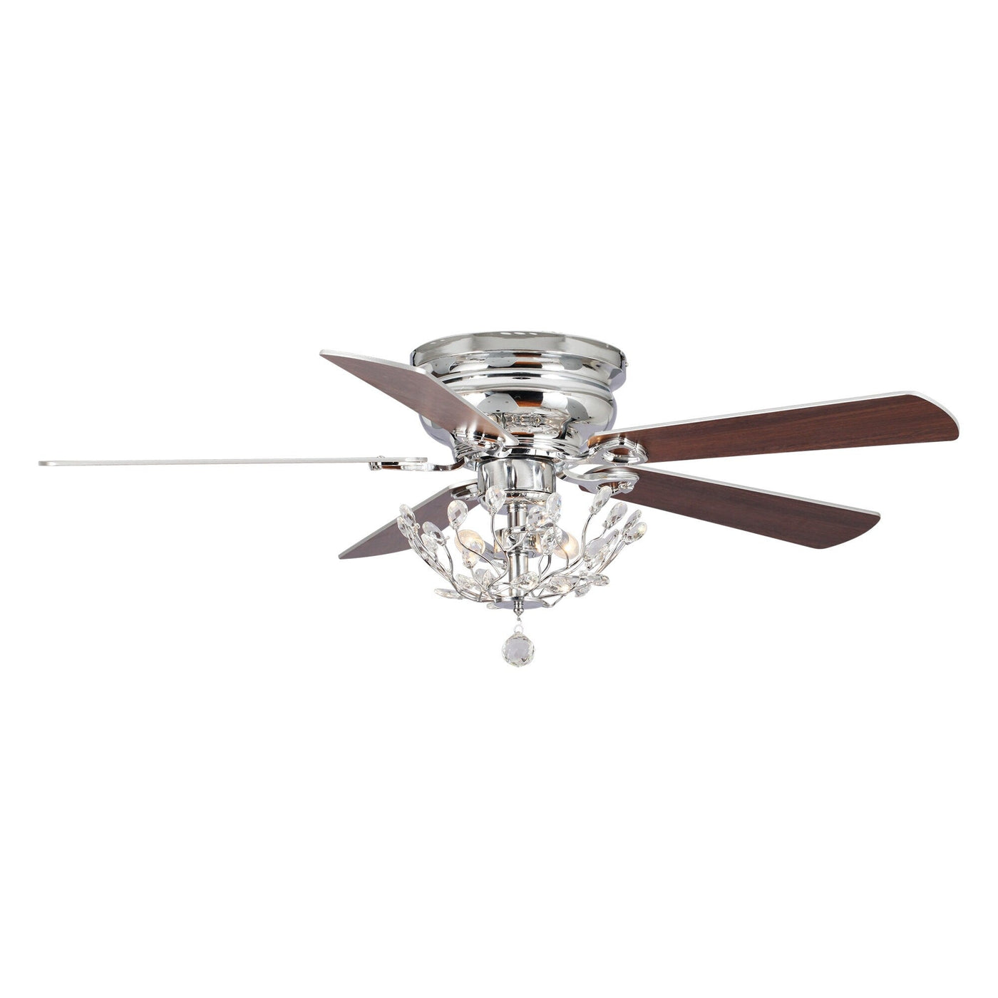 48 Modern Reversible 5-Blade Crystal Flush Mount Ceiling Fan with Remote