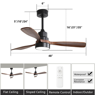 48 and 52 Integrated LED Ceiling Fan with Light and Remote, Reversible DC Motor