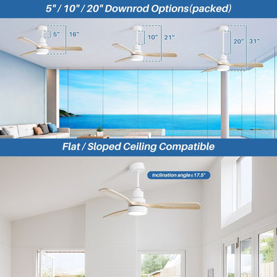 48 and 52 Integrated LED Ceiling Fan with Light and Remote, Reversible DC Motor