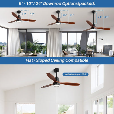 48 and 52 Integrated LED Ceiling Fan with Light and Remote, Reversible DC Motor