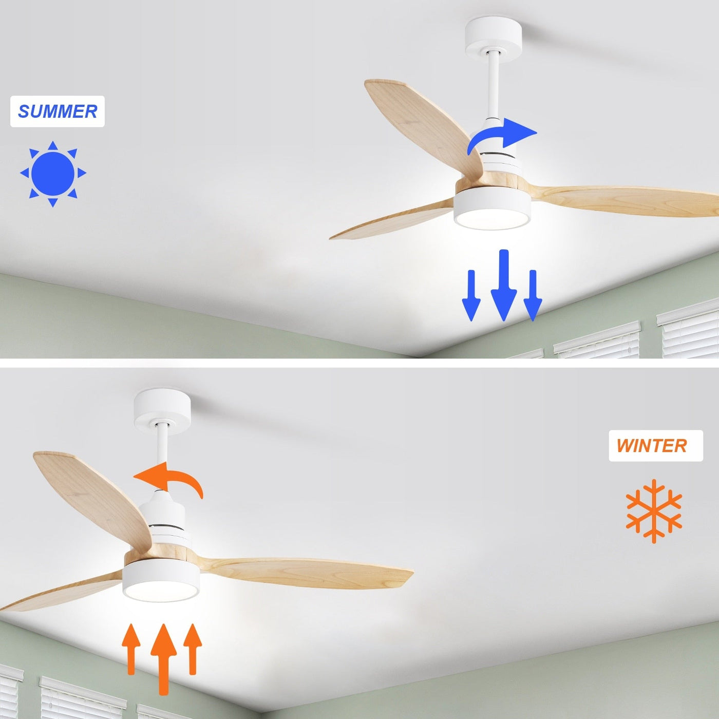 48 and 52 Integrated LED Ceiling Fan with Light and Remote, Reversible DC Motor