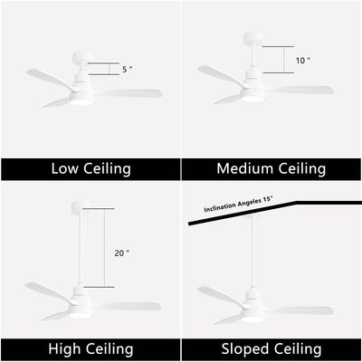48 and 52 Integrated LED Ceiling Fan with Light and Remote, Reversible DC Motor