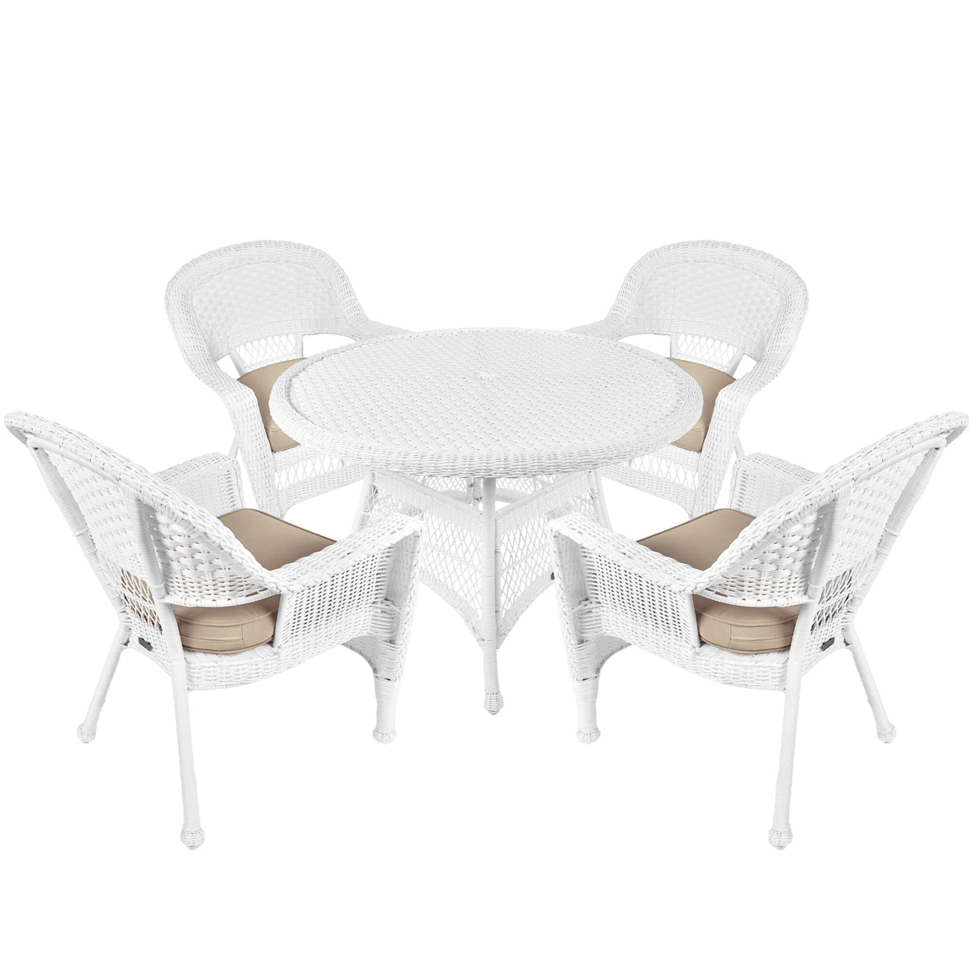 5-piece White Resin Wicker Dining Set