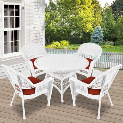 5-piece White Resin Wicker Dining Set