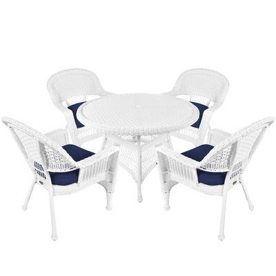 5-piece White Resin Wicker Dining Set