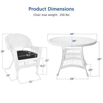 5-piece White Resin Wicker Dining Set