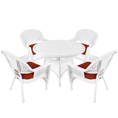 5-piece White Resin Wicker Dining Set