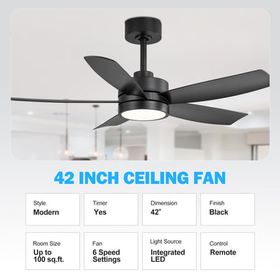 Breezary 65/52/42 5-Blade LED Ceiling Fan with Light Kit and Remote