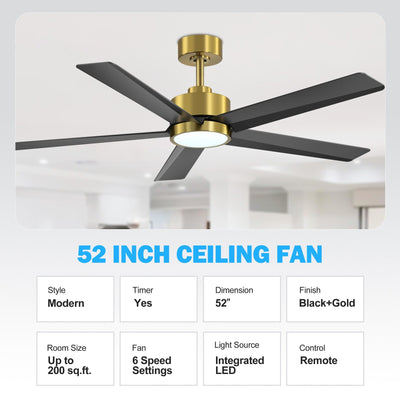 Breezary 65/52/42 5-Blade LED Ceiling Fan with Light Kit and Remote