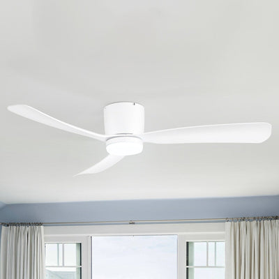 52 Inch Black/White Flush Mount LED Ceiling Fan with Lights Remote(3-Blade)