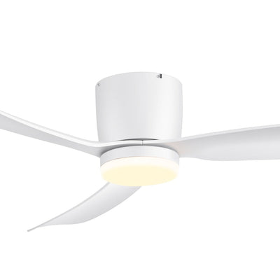 52 Inch Black/White Flush Mount LED Ceiling Fan with Lights Remote(3-Blade)