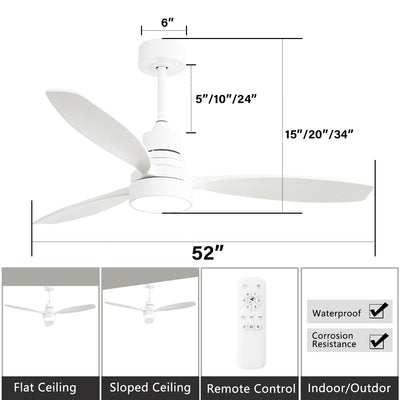 48 and 52 Integrated LED Ceiling Fan with Light and Remote, Reversible DC Motor