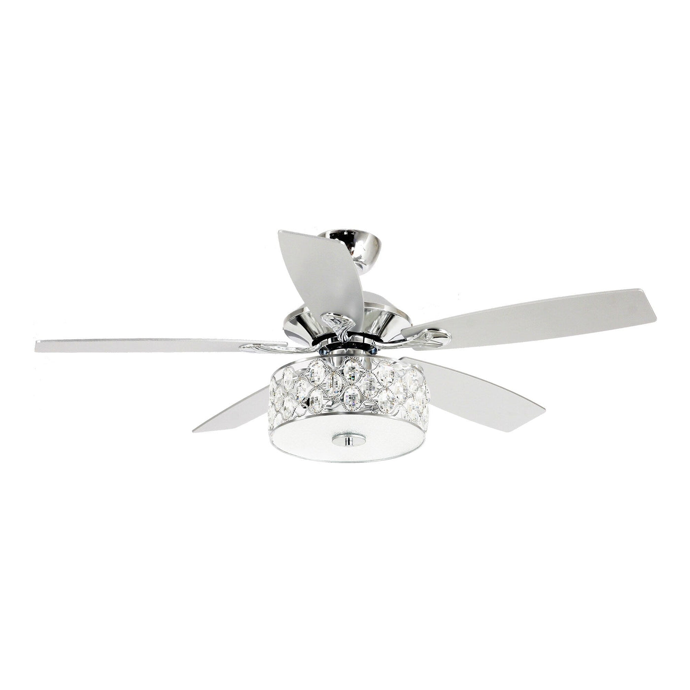 52 Modern 4-Light Chandelier Crystal Ceiling Fan with Remote