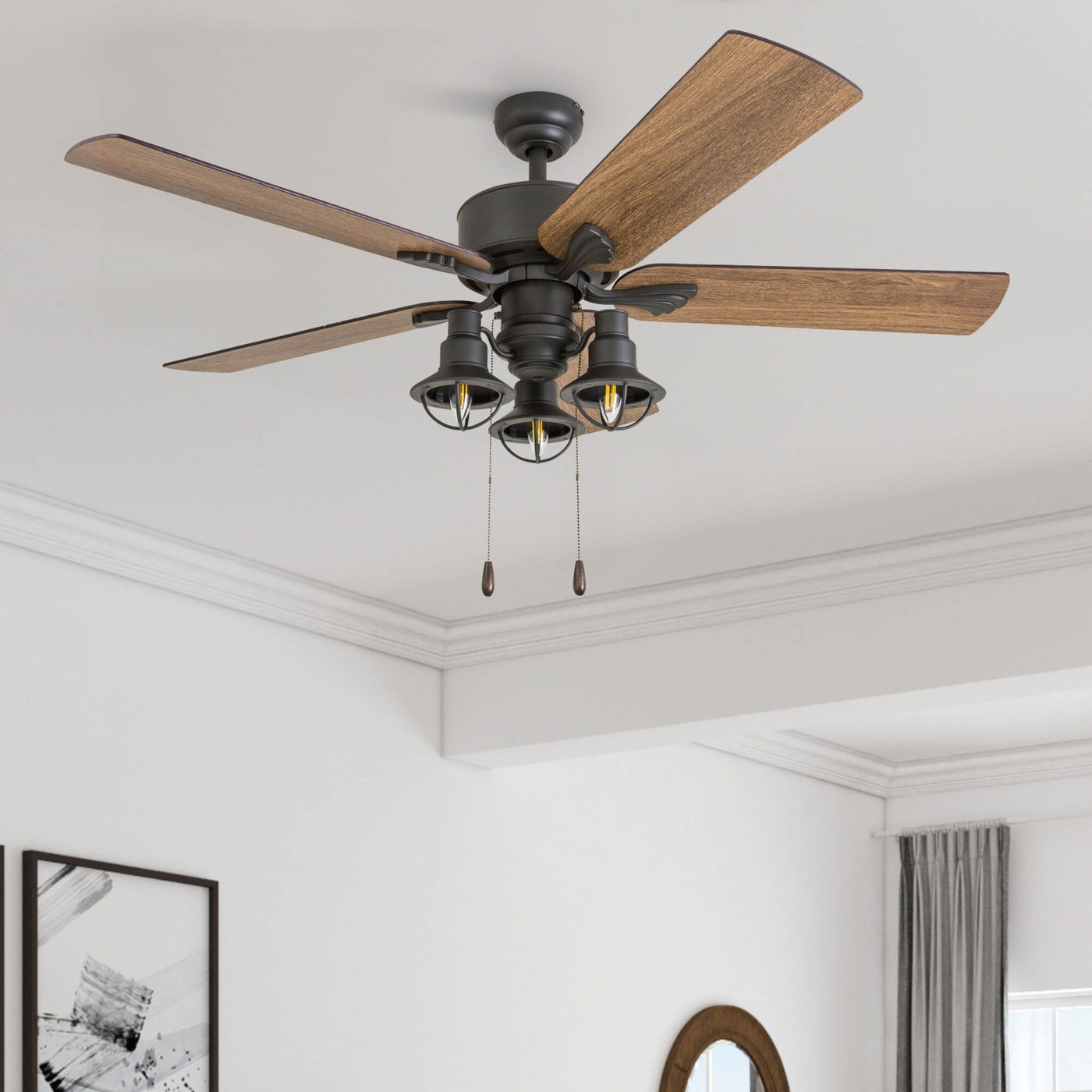 52 Prominence Home Sivan Bronze Farmhouse LED Ceiling Fan with Light, Remote Control