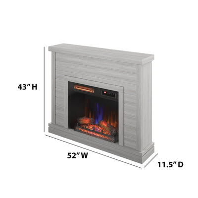 52 Shiplap Wall Mantel with 3D Fireplace Insert