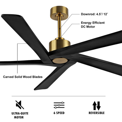 WINGBO 54 Inch DC Motor Indoor Ceiling Fan without Lights - N/A
