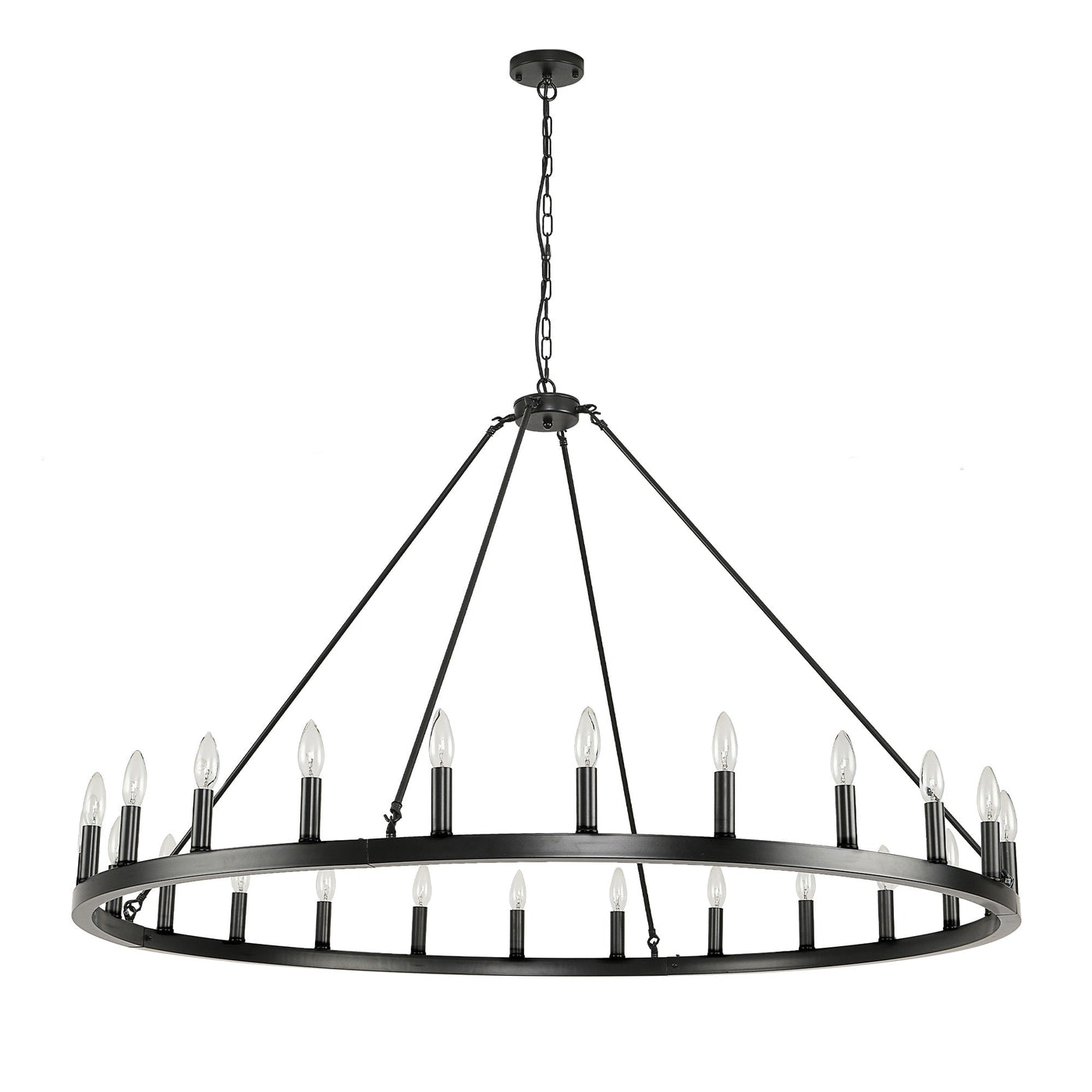 54-inch Round Wagon Wheel 24-light Chandelier