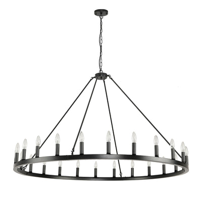 54-inch Round Wagon Wheel 24-light Chandelier