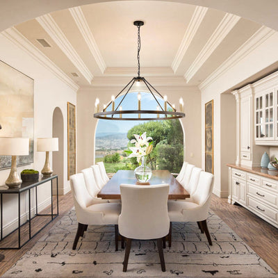 54-inch Round Wagon Wheel 24-light Chandelier