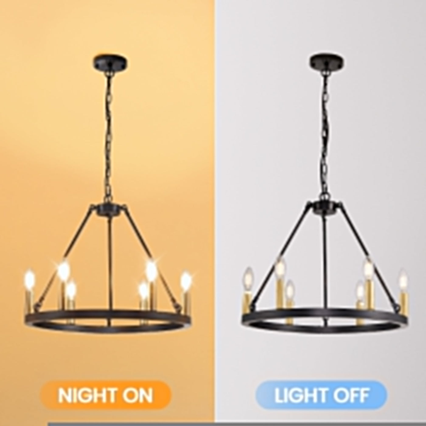 54-inch Round Wagon Wheel 24-light Chandelier