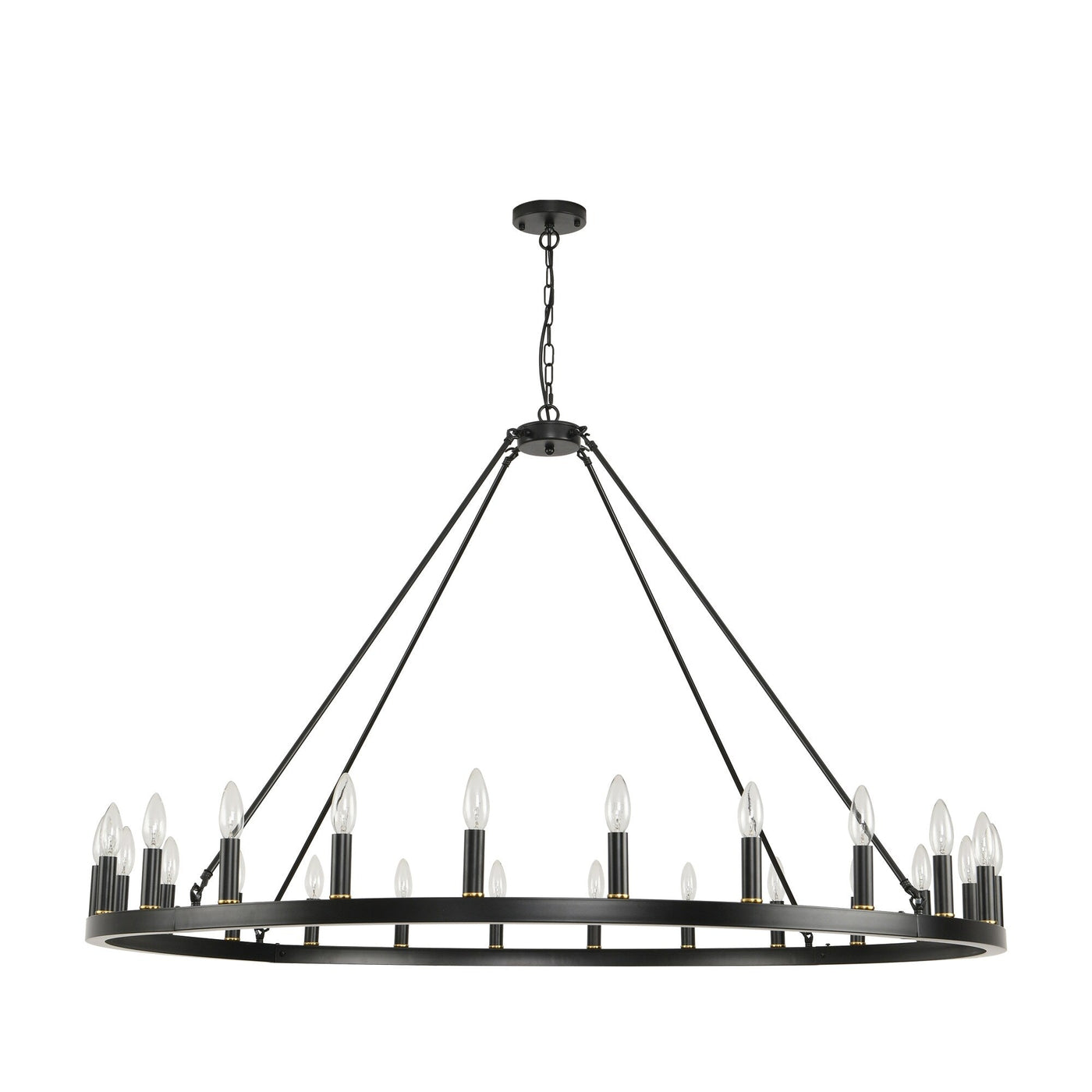 54-inch Round Wagon Wheel 24-light Chandelier