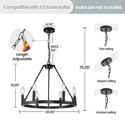 54-inch Round Wagon Wheel 24-light Chandelier