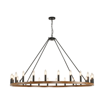 54-inch Round Wagon Wheel 24-light Chandelier
