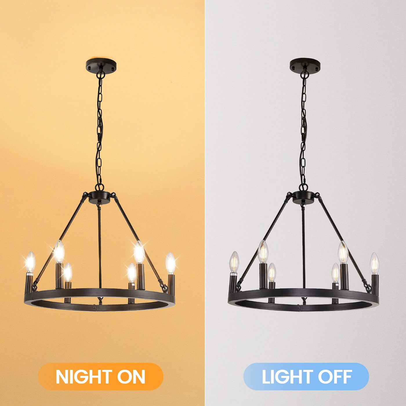 54-inch Round Wagon Wheel 24-light Chandelier