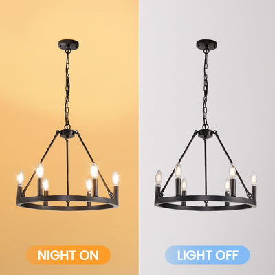 54-inch Round Wagon Wheel 24-light Chandelier