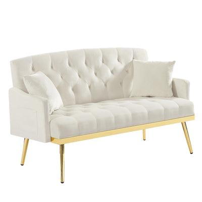 55.5 Velvet 2-Seater Sofa with 2 Pillows, Contemporary Design, and Easy Assembly