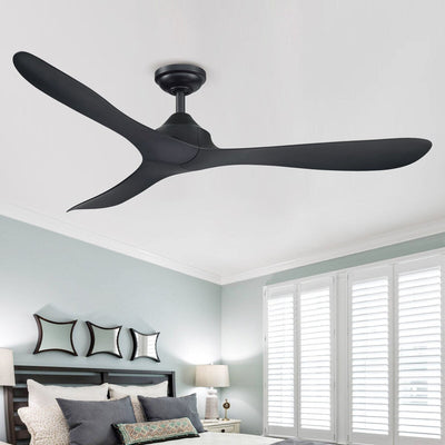 56 Modern Black 3-Blade Propeller DC Ceiling Fan with Remote