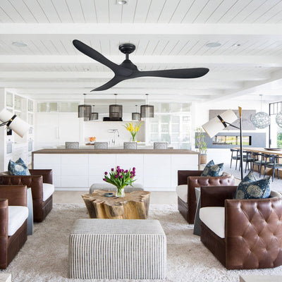 56 Modern Black 3-Blade Propeller DC Ceiling Fan with Remote