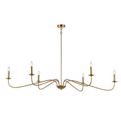 6 Light 64 Inches Minimalist Chandelier in Matte Black / Gold /Chrome - N/A