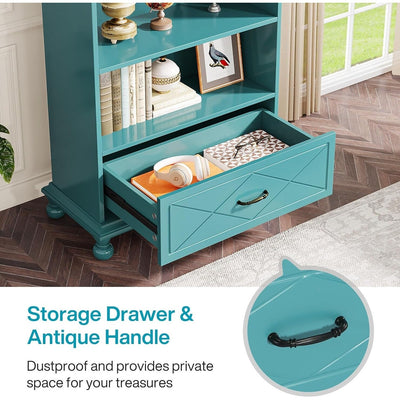 6-Shelf Bookcase Bookshelf with Drawer 71 Book Shelf for Living Room