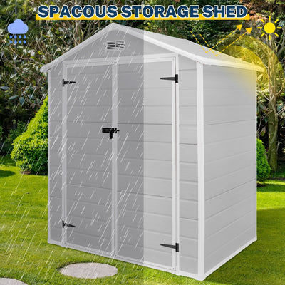 6 ft x 4 ft/6 ft x 8 ft/8 ft x 6 ft/8 ft x 10 ft All-Weather Resin Outdoor Plastic Storage Shed w/Floor, Spire Tool Shed