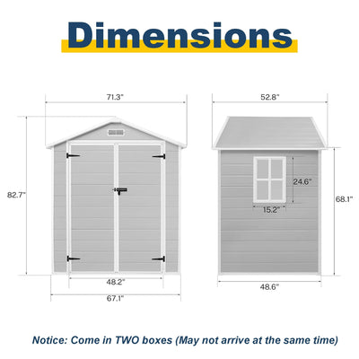 6 ft x 4 ft/6 ft x 8 ft/8 ft x 6 ft/8 ft x 10 ft All-Weather Resin Outdoor Plastic Storage Shed w/Floor, Spire Tool Shed