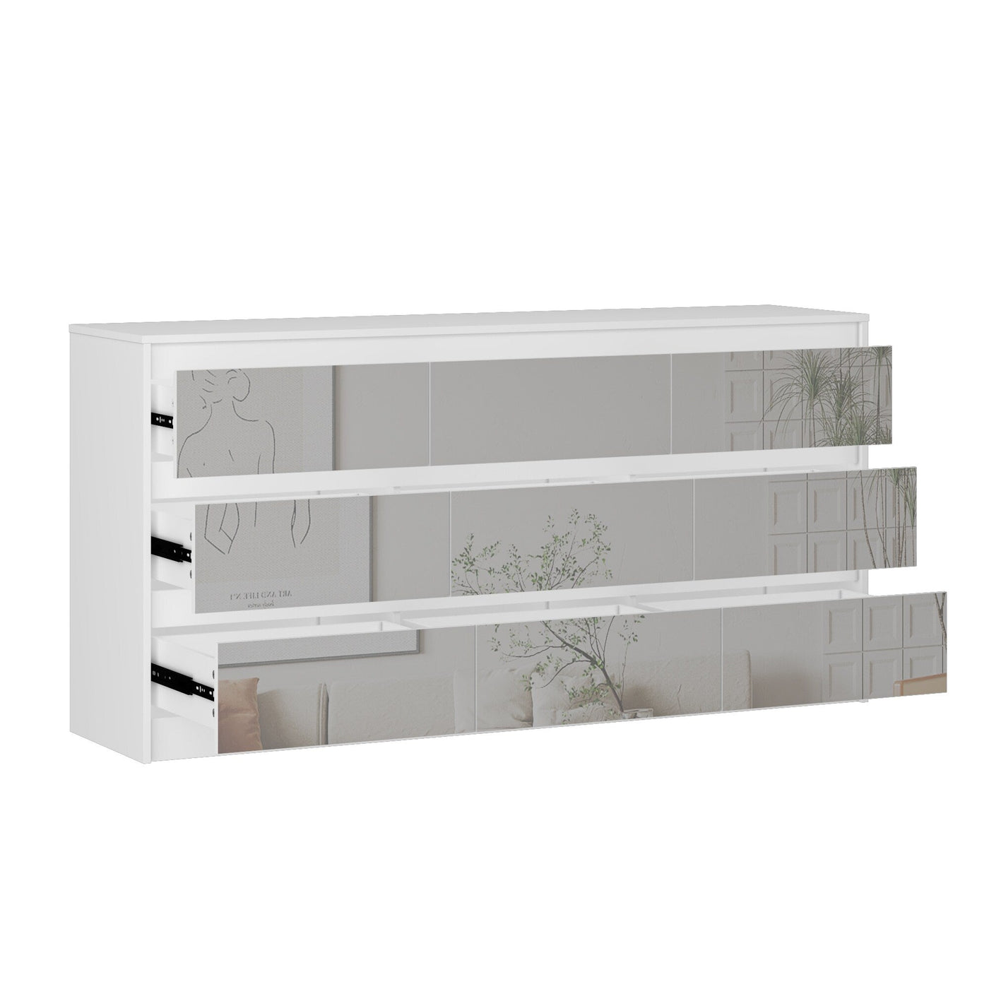 63W 9 Drawer Dresser Accent Dresser for Living Room Bedroom Chest