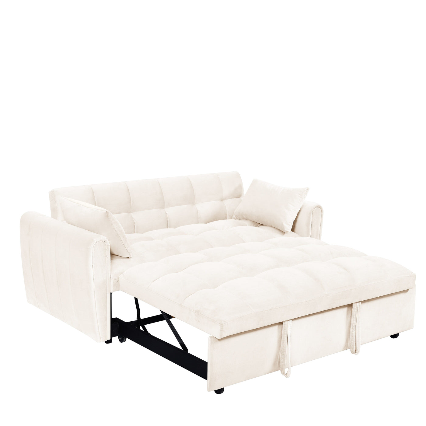 64.96 Velvet 3-in-1 Convertible Sofa Bed with Adjustable Back, Storage Pocket, and 500lb Weight Capacity