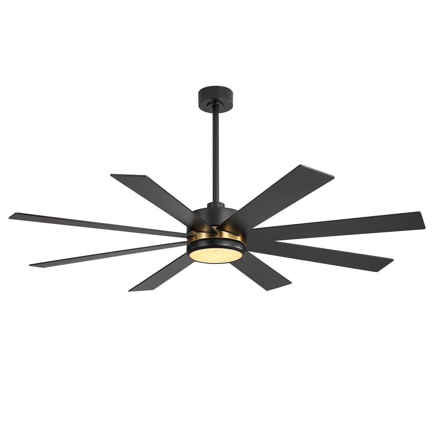 65 Inch 8-Blade Black LED Ceiling Fan with Light and Remote