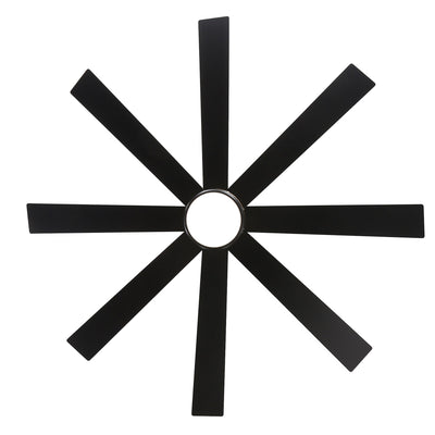 65 Inch 8-Blade Black LED Ceiling Fan with Light and Remote