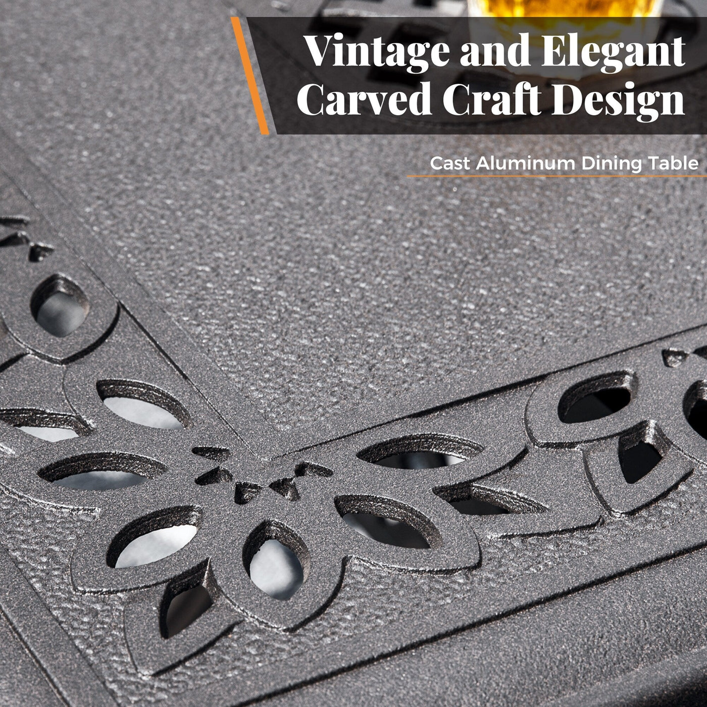 MAISON ARTS 7-Piece Cast Aluminum Patio Dining Set with Expandable Rectangular Table & 6 Cast Aluminum Chairs