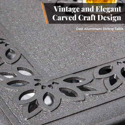 MAISON ARTS 7-Piece Cast Aluminum Patio Dining Set with Expandable Rectangular Table & 6 Cast Aluminum Chairs