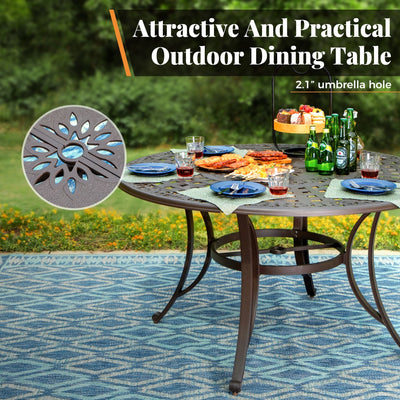 MAISON ARTS Cast Aluminum Dining Chairs/Patio Dining Set with Round Dining Table & 6 Cast Aluminum Patio Chairs