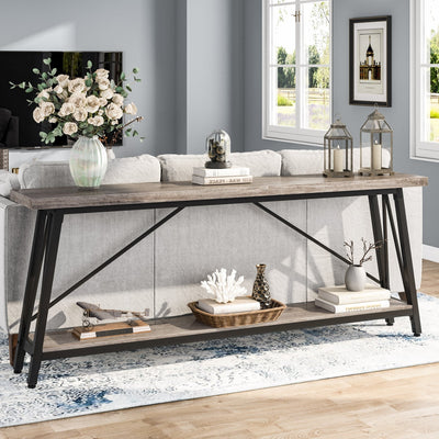 70.9 Inch Extra Long Sofa Table, Industrial Entry Console Table