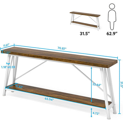 70.9 Inch Extra Long Sofa Table, Industrial Entry Console Table